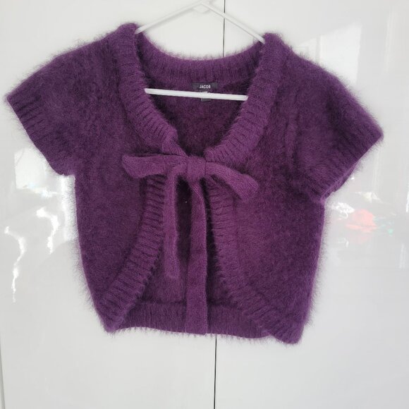 Vintage Sweaters - Vintage 90s Y2K Jacob Cropped Angora Sweater Size M